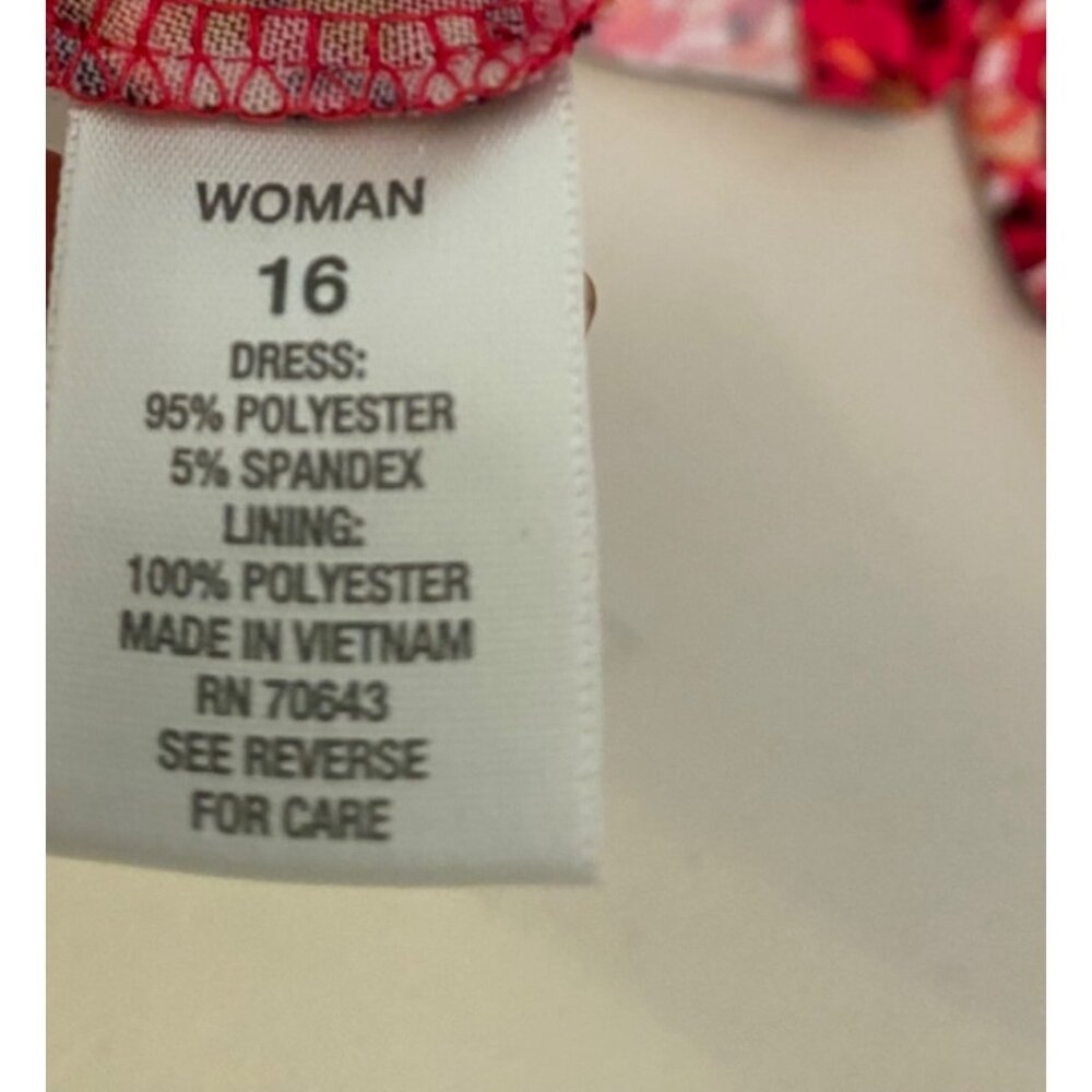 Dressbarn Dress Multicolored Pink Black Sleeveless Ruched Waist Size 16 - Picture 5 of 9
